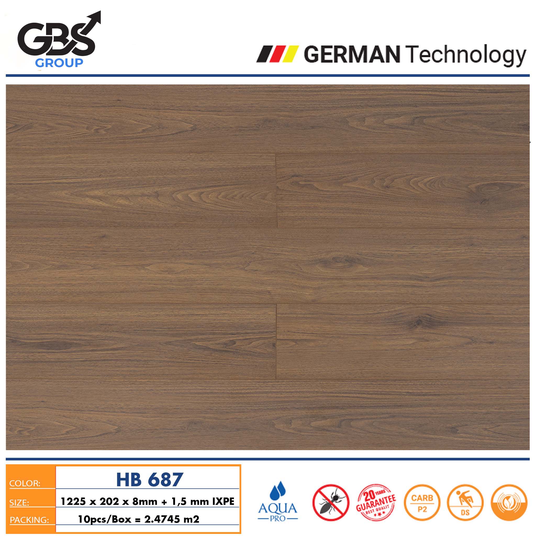 SÀN GỖ 8mm GBS – HB687