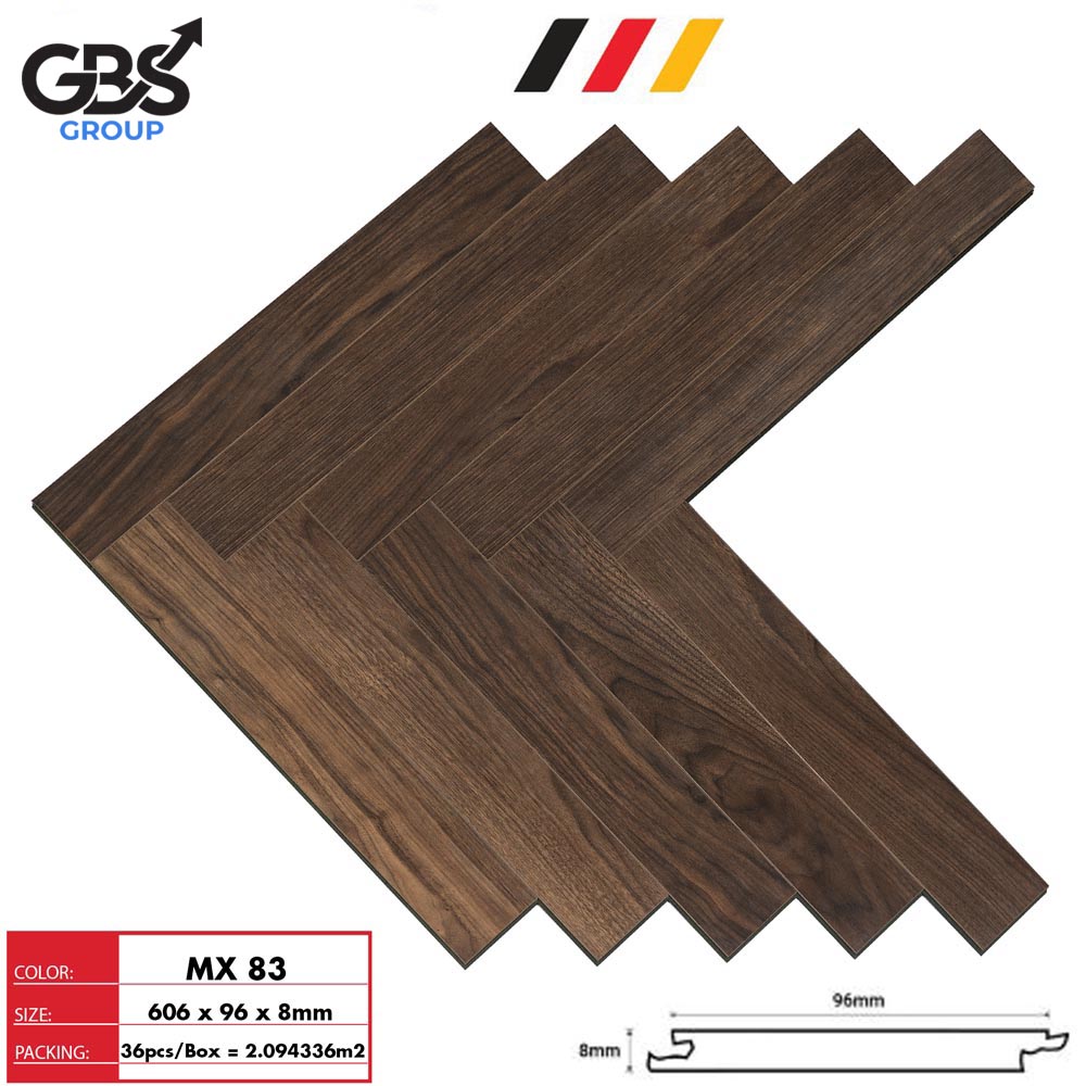 SÀN GỖ XƯƠNG CÁ 8mm GBS – MX83